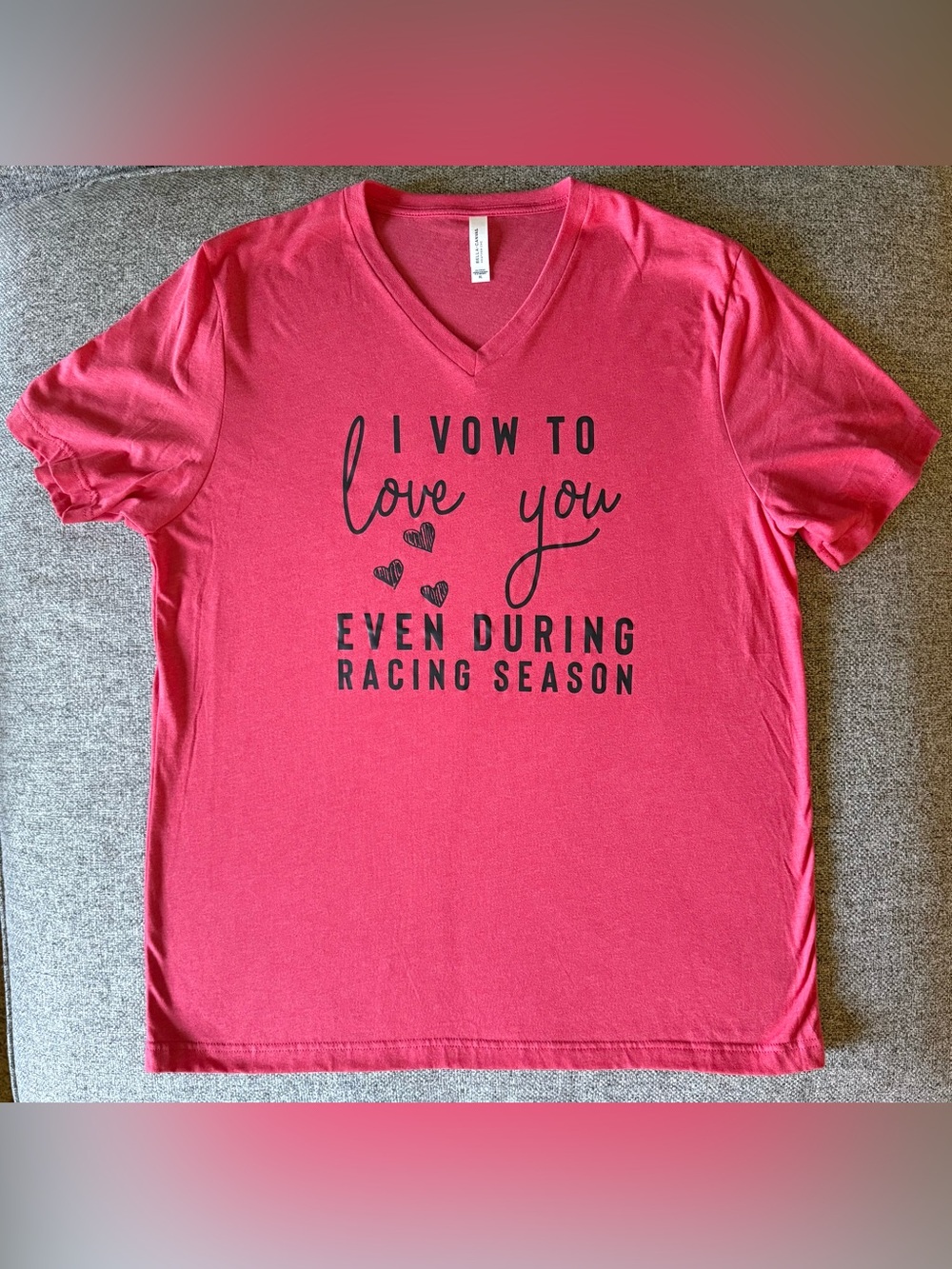 Bella Canvas Light Heather Red V-Neck Graphic Tee - "I Vow To Love You"